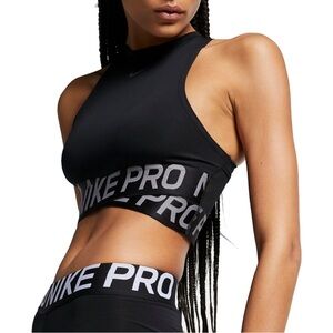 Nike Pro Black Inter-twist Criss Cross Band Cropped Top Sports Bra Size XS